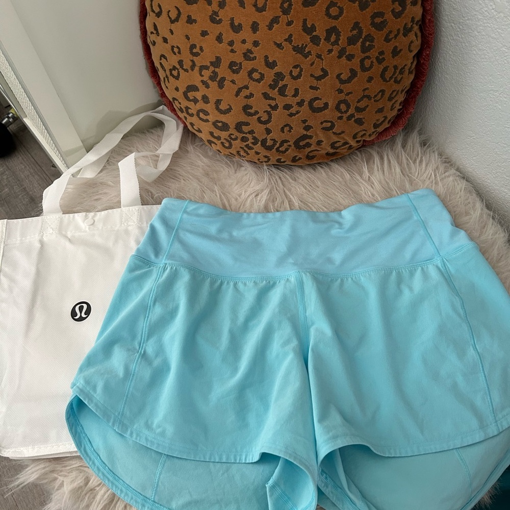 lululemon athletica baby Blue Athletic Shorts Moisture-Wicking Mid-Thigh